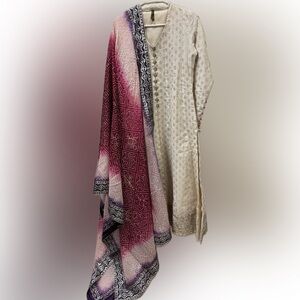 Ivory Kurta Set with Gorgeous Shaded Dupatta